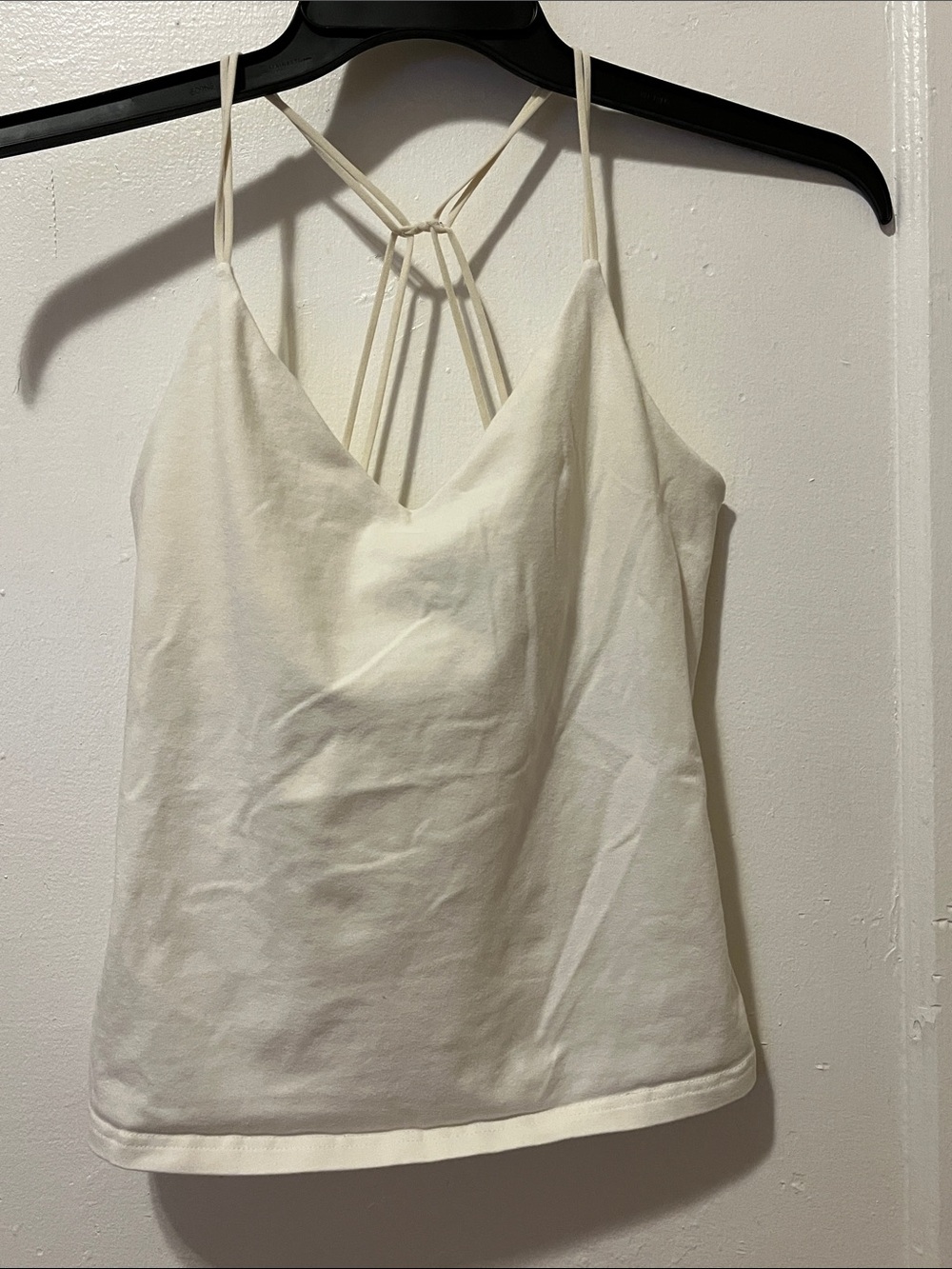 Cream Strappy V-Neck Camisole with Decorative Back